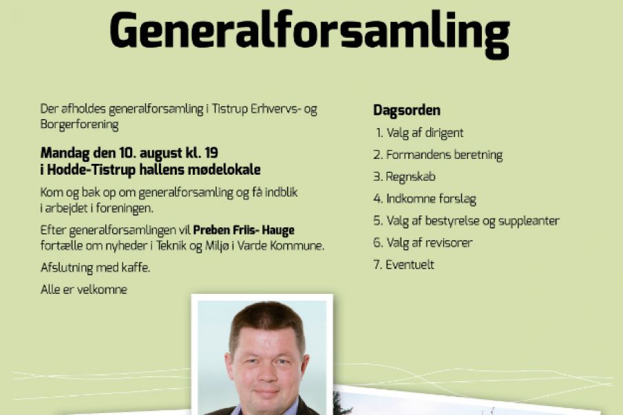 Generalforsamling  i Tistrup Erhvervs- og Borgerforening